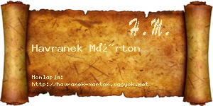 Havranek Márton névjegykártya